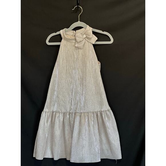Lilt Girls Party Dress, 6-6X, Silver, Halter, Bow, Button Up - Picture 1 of 4